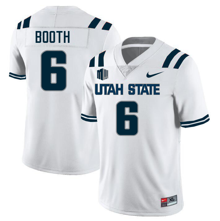 Utah State Aggies #6 Davon Booth College Football Jerseys Stitched Sale-White